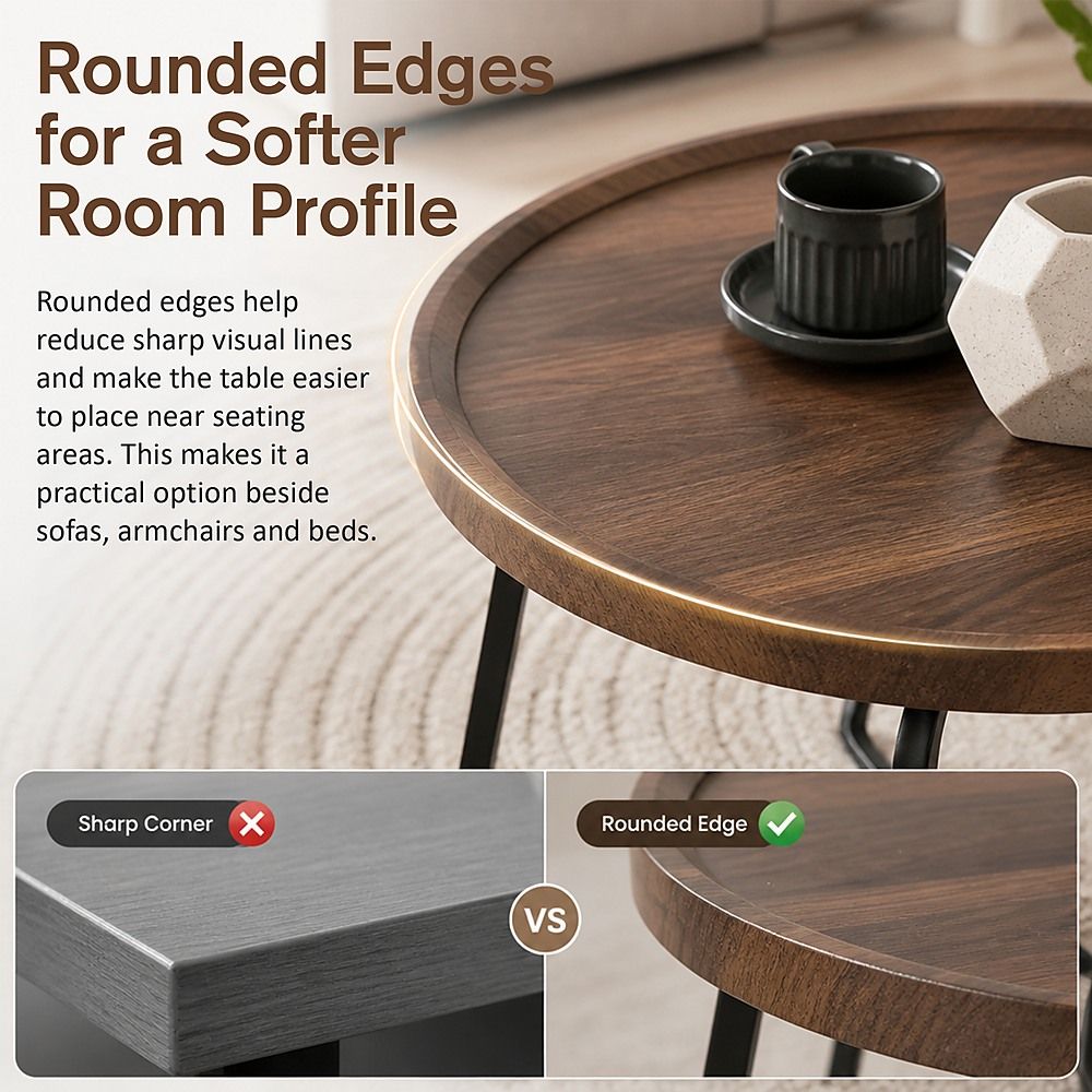 Side Table for Living Room - Round Coffee Table