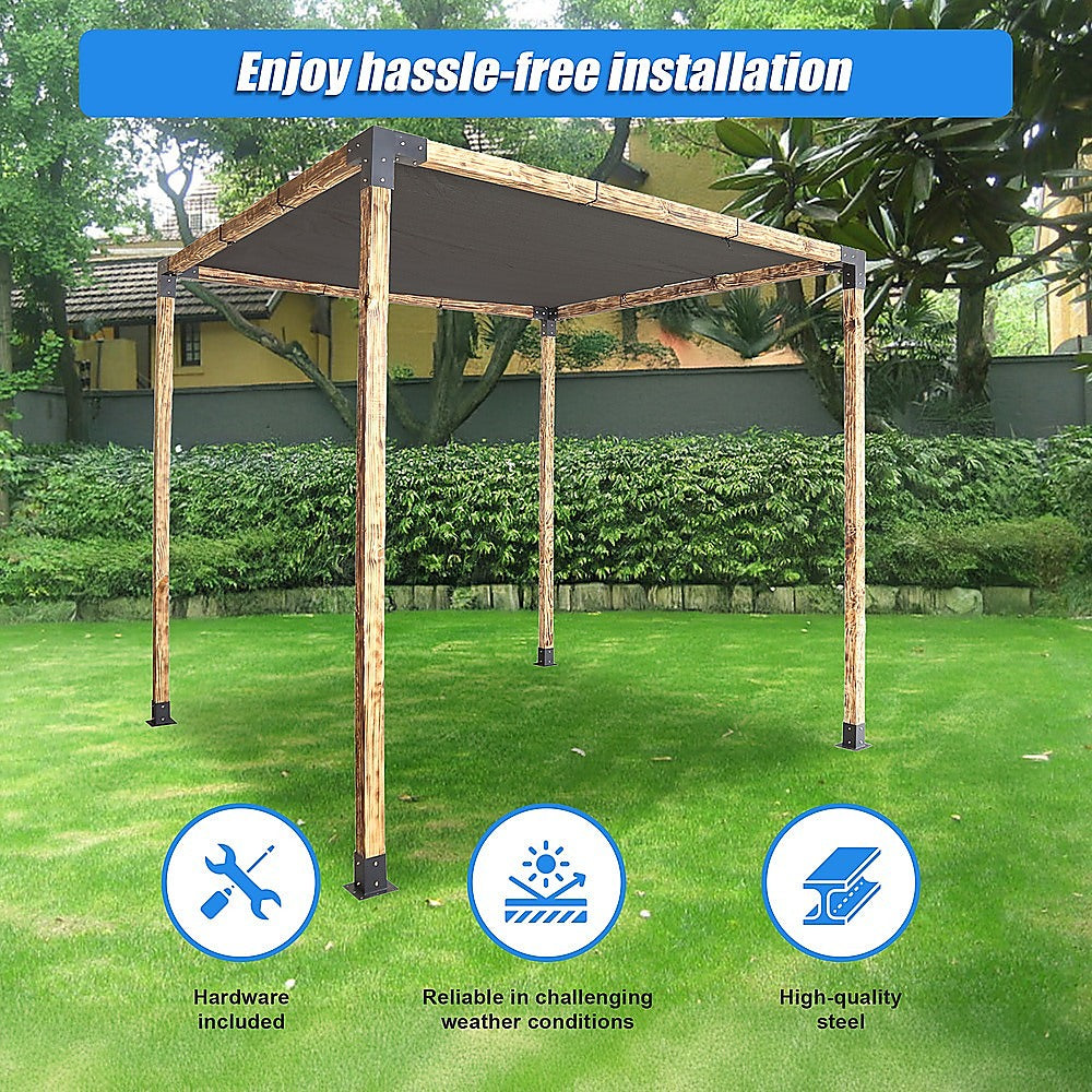 Roof Pergola Gazebo Shed - Matte Black Steel Brackets & Black Screen DIY Kit