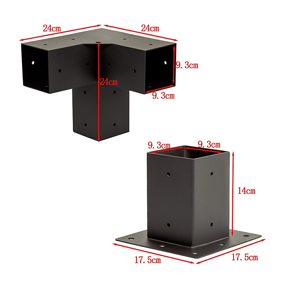 Roof Pergola Gazebo Shed - Matte Black Steel Brackets & Black Screen DIY Kit