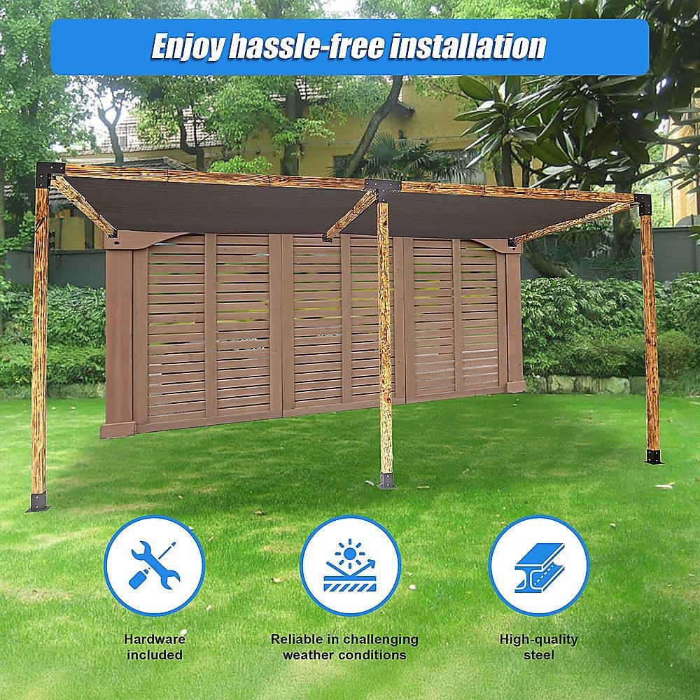 Roof Pergola Gazebo Shed - Matte Black Steel Brackets & Black Screens DIY Kit