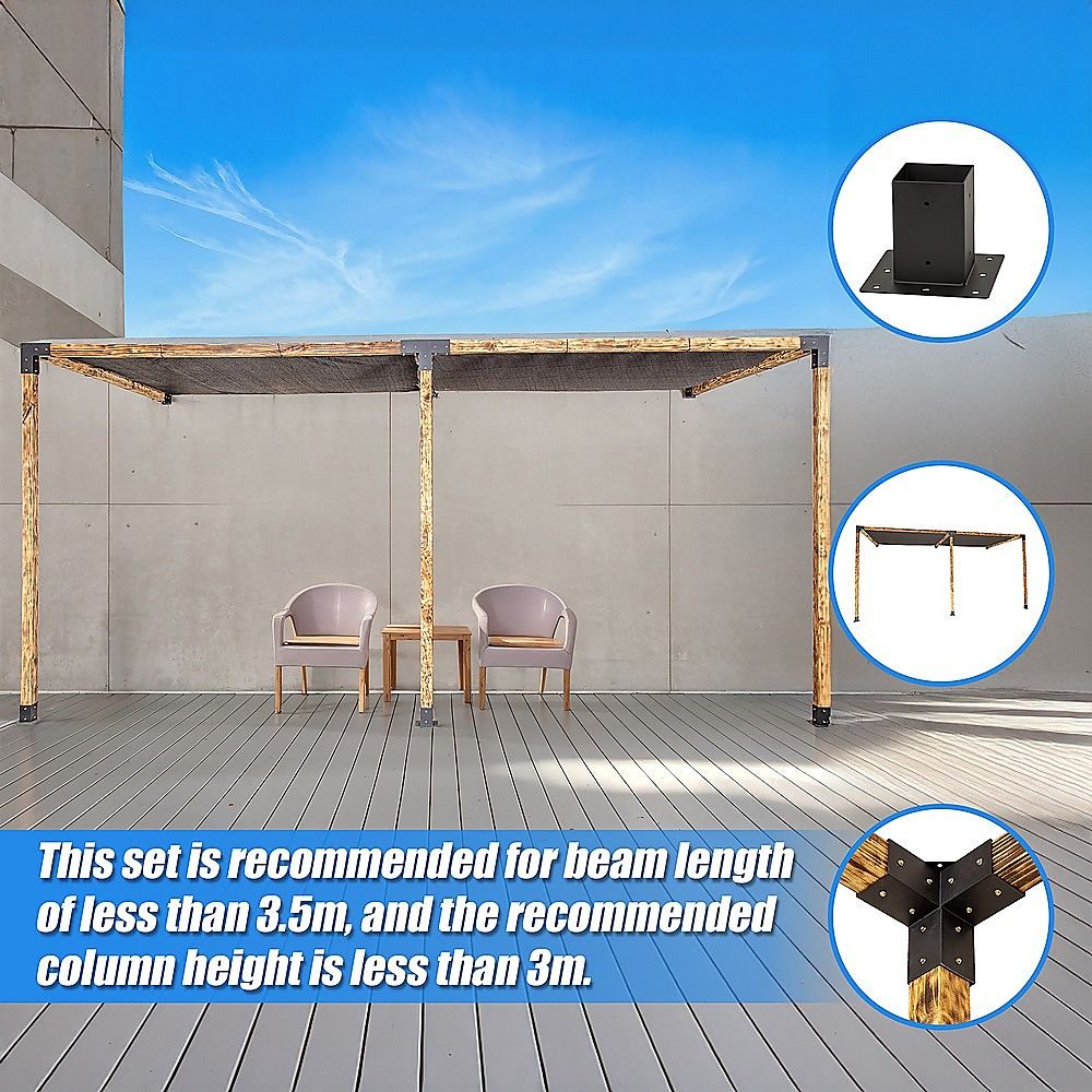 Roof Pergola Gazebo Shed - Matte Black Steel Brackets & Black Screens DIY Kit