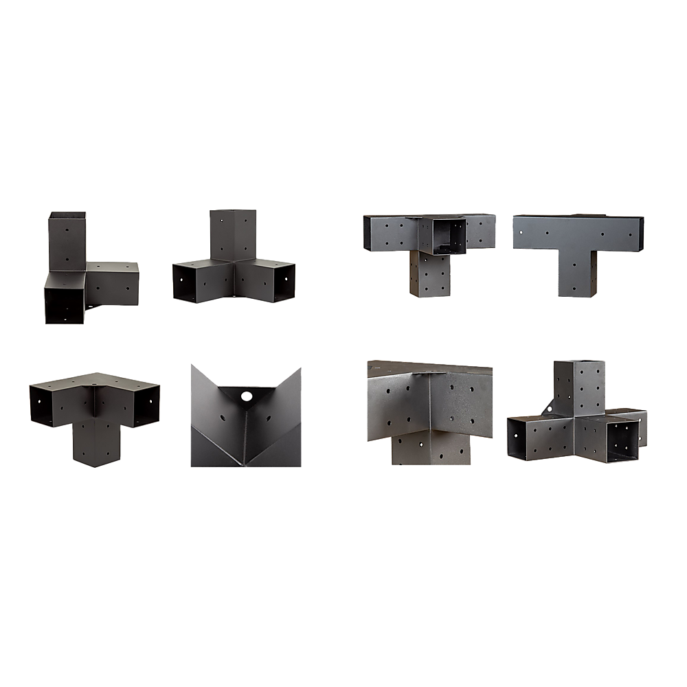 Roof Pergola Gazebo Shed - Matte Black Steel Brackets & Black Screens DIY Kit