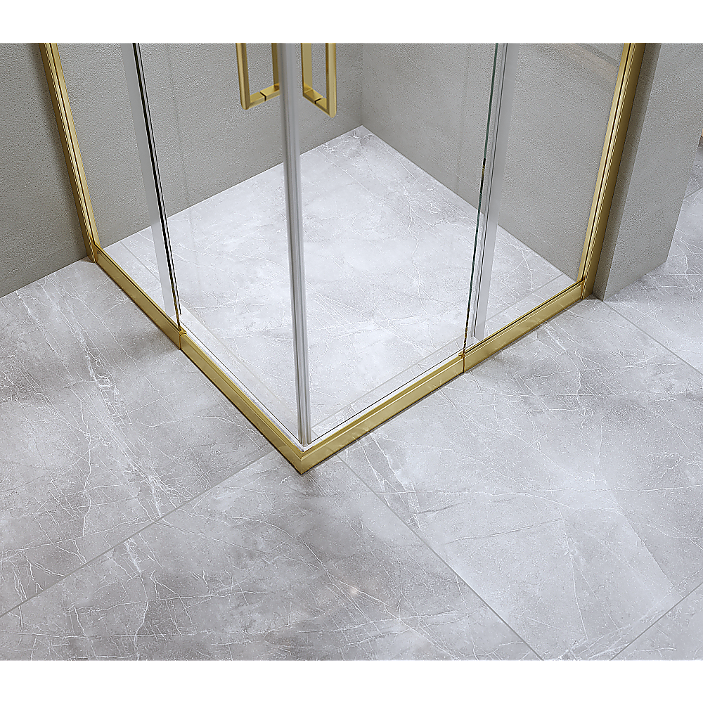 Adjustable 900x1000mm Double Sliding Door Glass Shower Screen in Gold