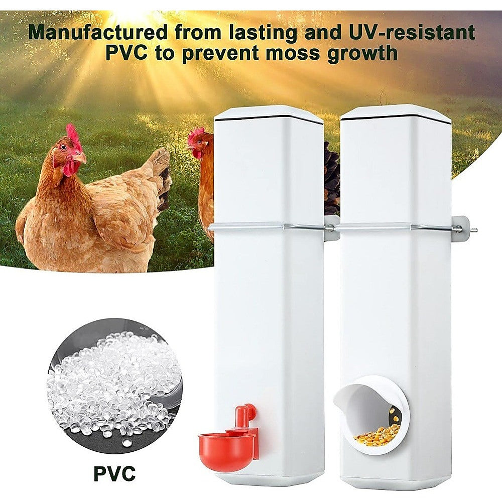 Chicken Bird Feeder Water Dispenser - Automatic Waterer Poultry Food Drinker 4L