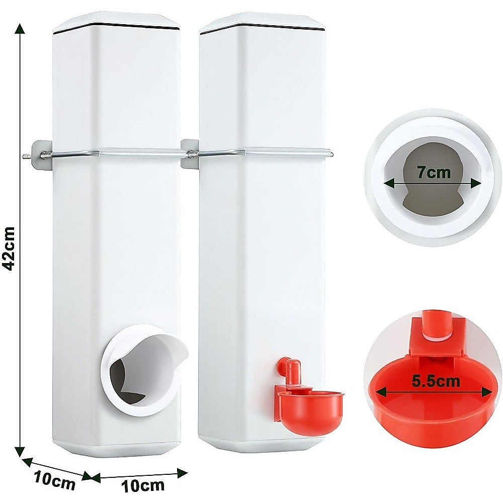 Chicken Bird Feeder Water Dispenser - Automatic Waterer Poultry Food Drinker 4L