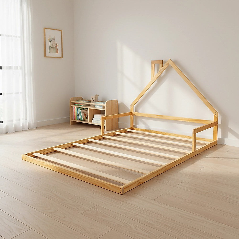 Pine Wood Floor Bed House Frame - Kids & Toddlers