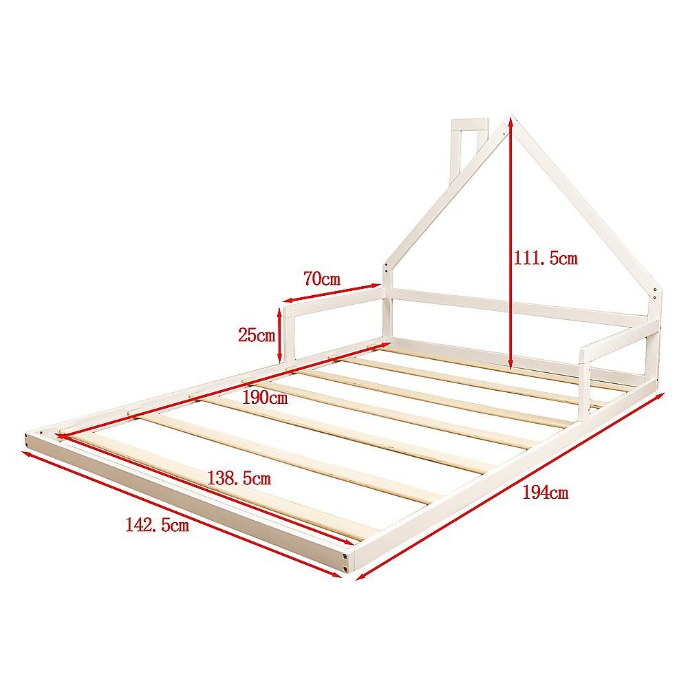 Pine Wood Floor Bed House Frame - Kids & Toddlers