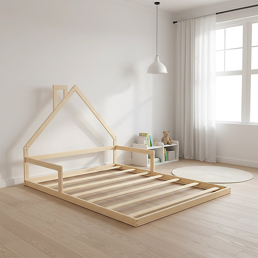 Pine Wood Floor Bed House Frame - Kids & Toddlers