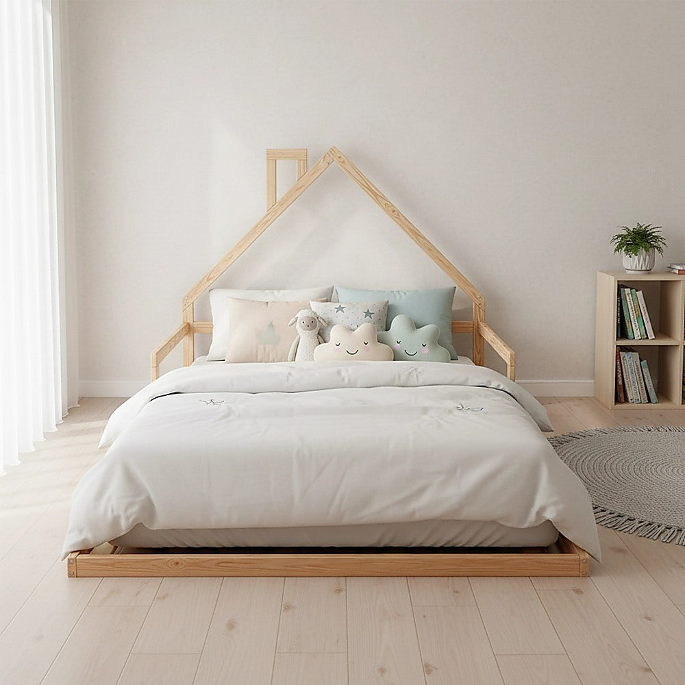 Pine Wood Floor Bed House Frame - Kids & Toddlers