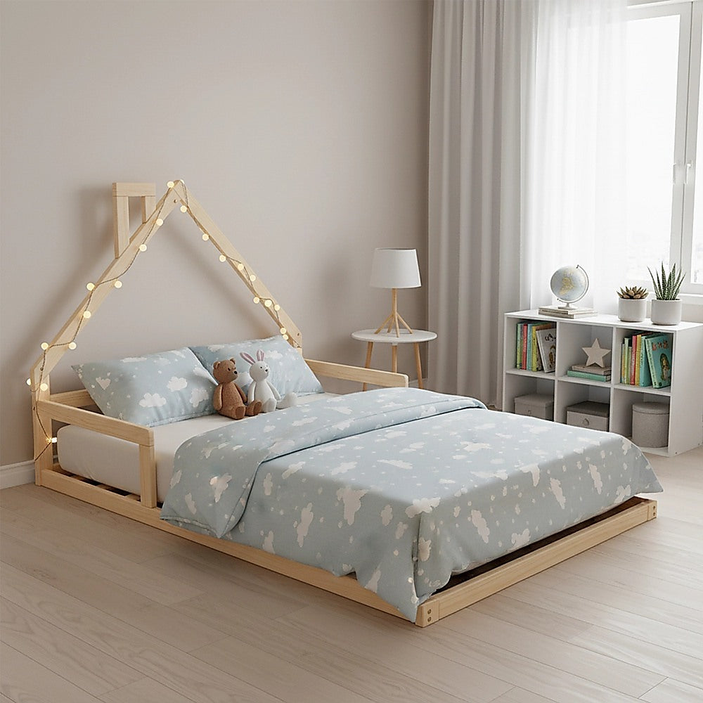 Pine Wood Floor Bed House Frame - Kids & Toddlers