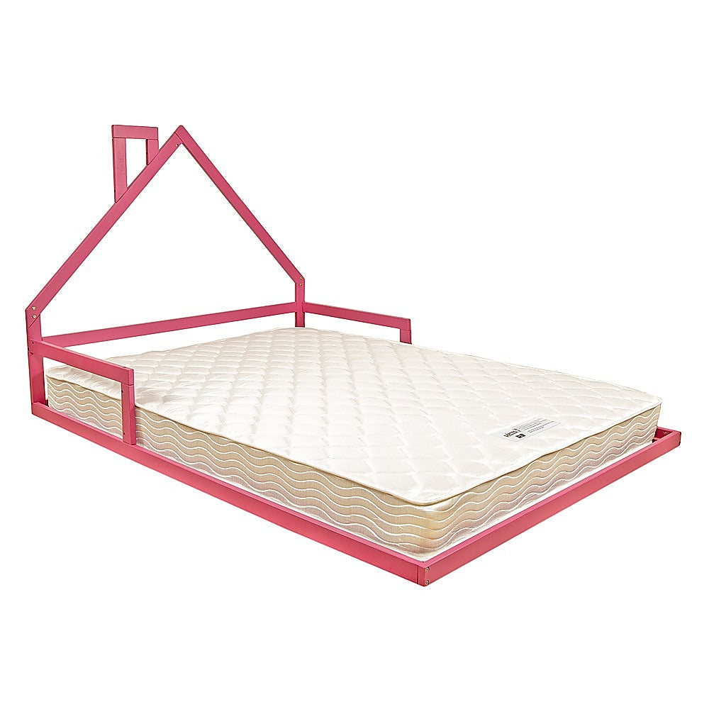 Pine Wood Floor Bed House Frame for Kids and Toddlers