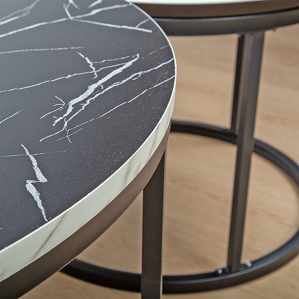 Coffee Table Round Marble Design Nesting Side Furniture
