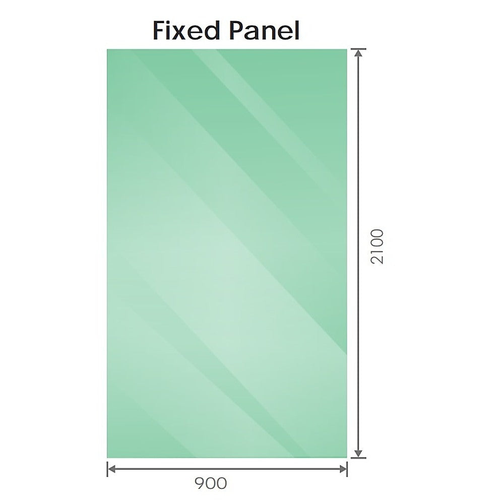 90x210cm Glass Shower Screen with Nickel F-Brackets and Square Pole
