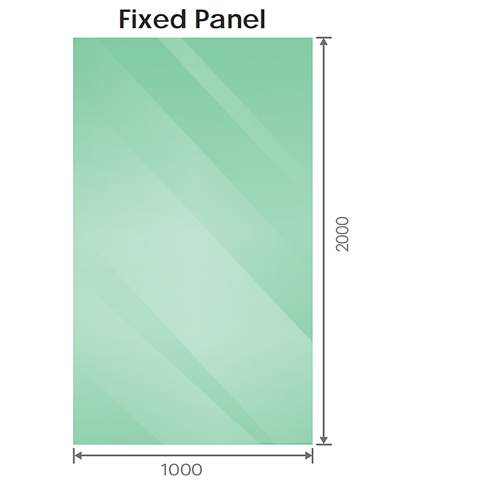 100x200cm Glass Shower Screen with Nickel Wall U-Brackets