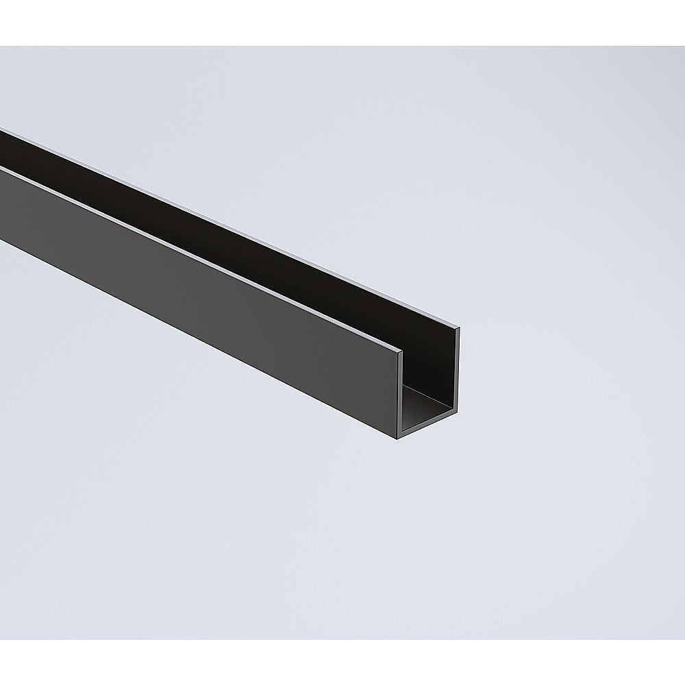 100x200cm Glass Shower Screen with Black Wall & Floor Channel