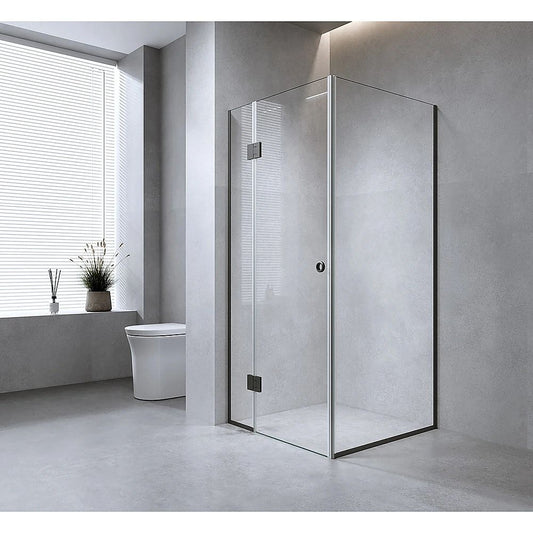 Glass Shower Screen 120cm Floor Channel in Black