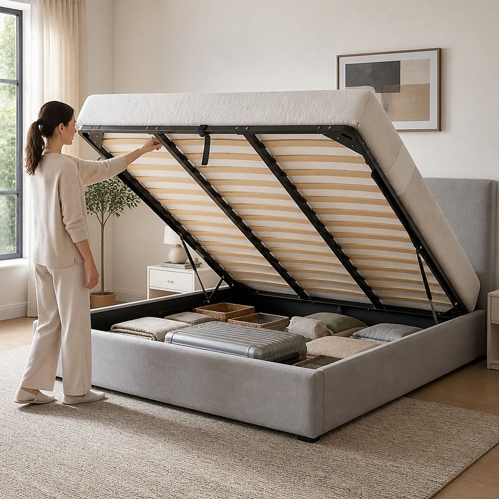 King Gas Lift Bed Mechanism with Frame – Storage Platform & Sofa Bed Kit