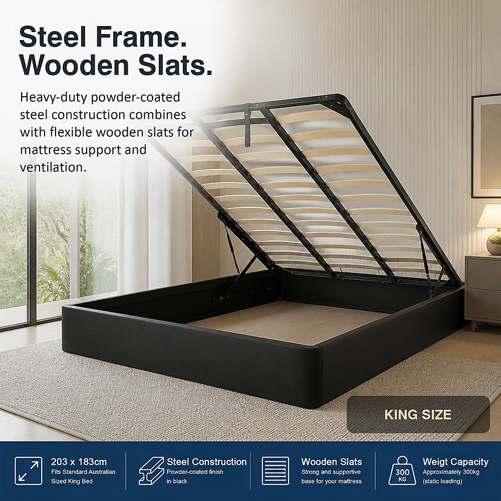 King Gas Lift Bed Mechanism with Frame – Storage Platform & Sofa Bed Kit
