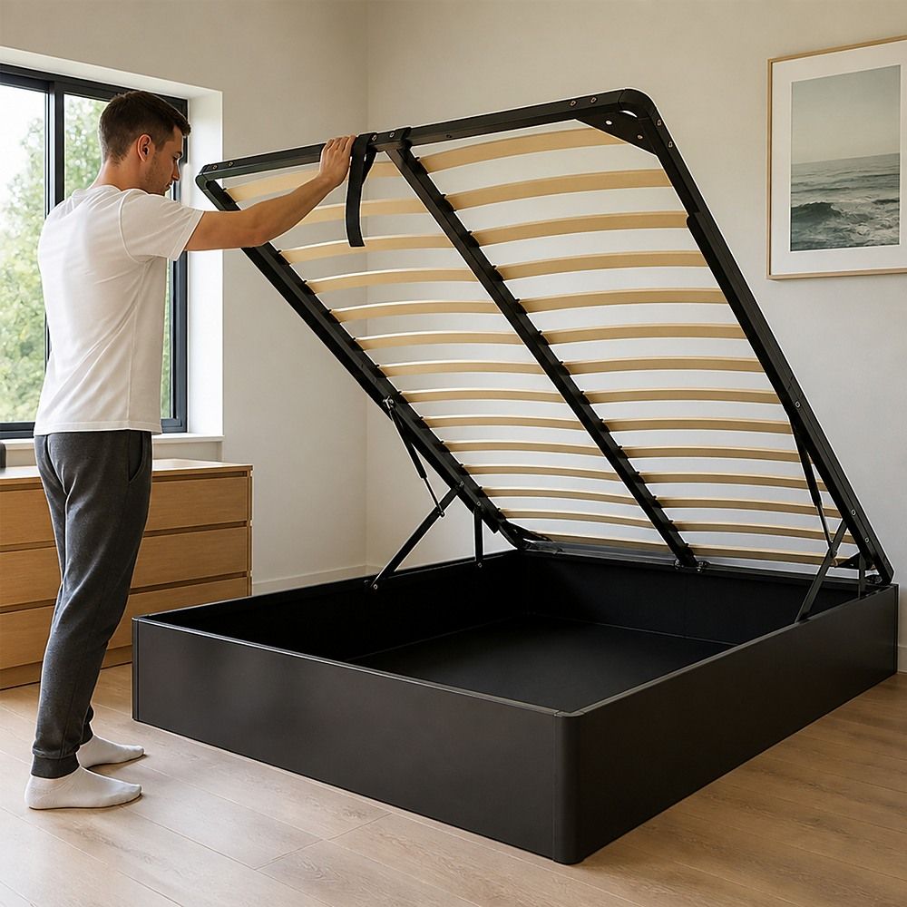 Queen Gas Lift Bed Mechanism with Frame – Storage Platform & Sofa Bed Kit