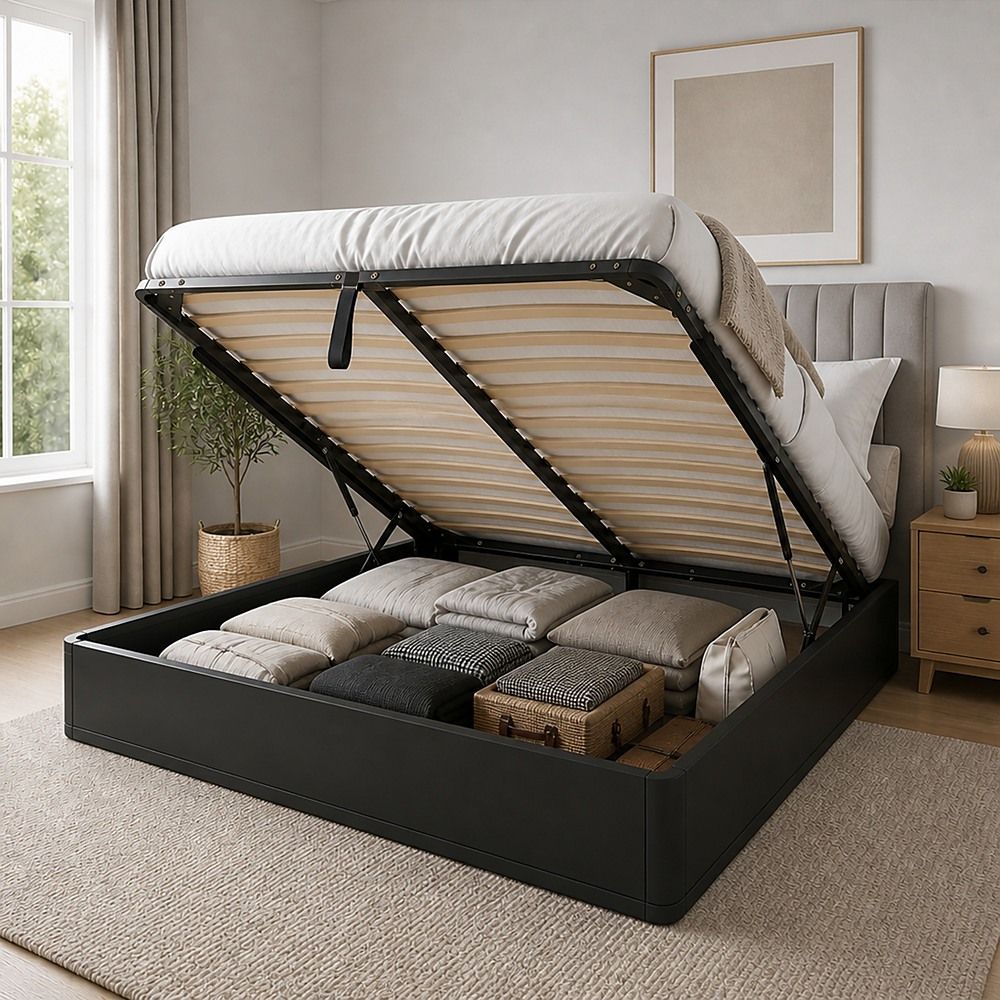 Queen Gas Lift Bed Mechanism with Frame – Storage Platform & Sofa Bed Kit