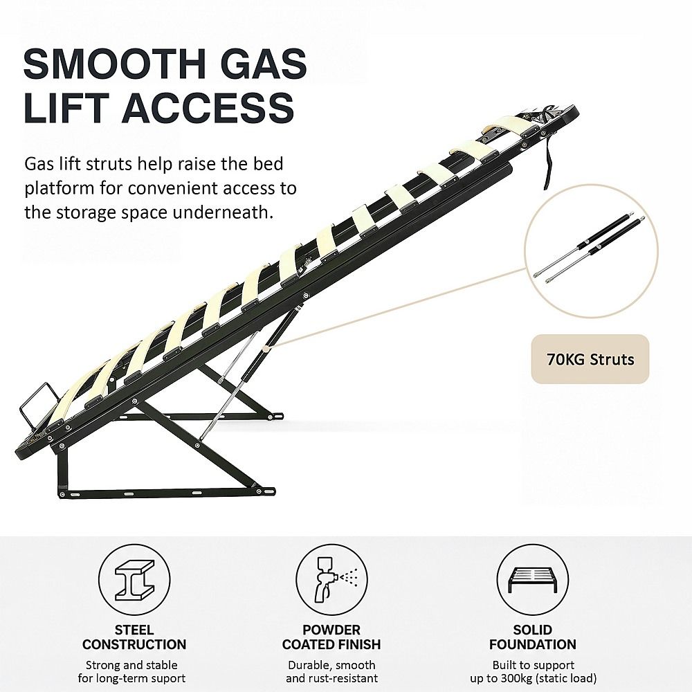 Queen Gas Lift Bed Mechanism with Frame – Storage Platform & Sofa Bed Kit