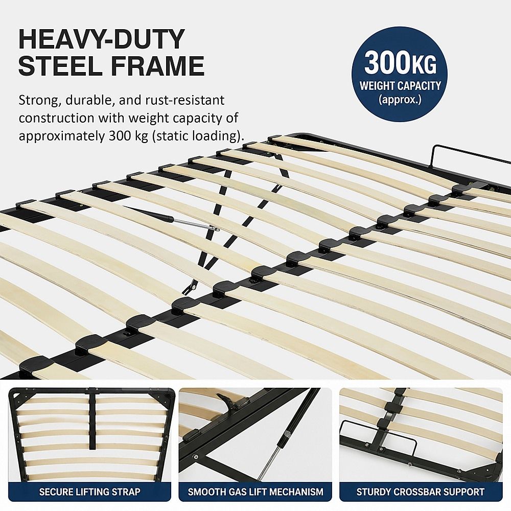 Queen Gas Lift Bed Mechanism with Frame – Storage Platform & Sofa Bed Kit