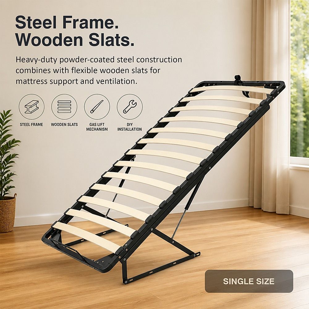 Single Gas Lift Bed Mechanism with Frame – Storage Platform & Sofa Bed Kit