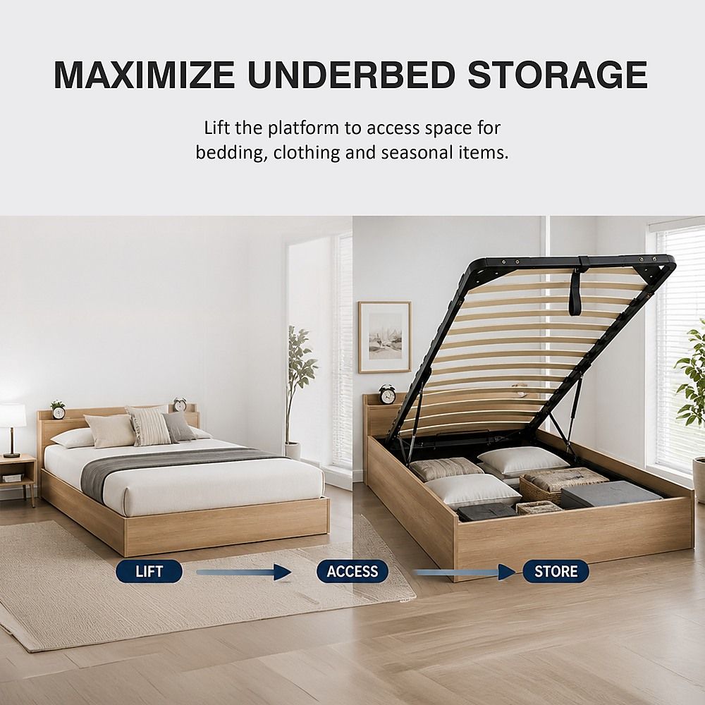 Single Gas Lift Bed Mechanism with Frame – Storage Platform & Sofa Bed Kit