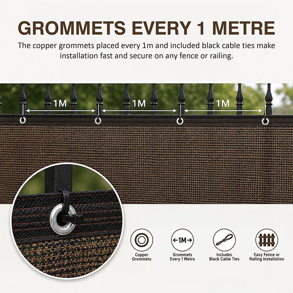 Fence Privacy Screen – 20mx2m Coffee HDPE Mesh Windscreen