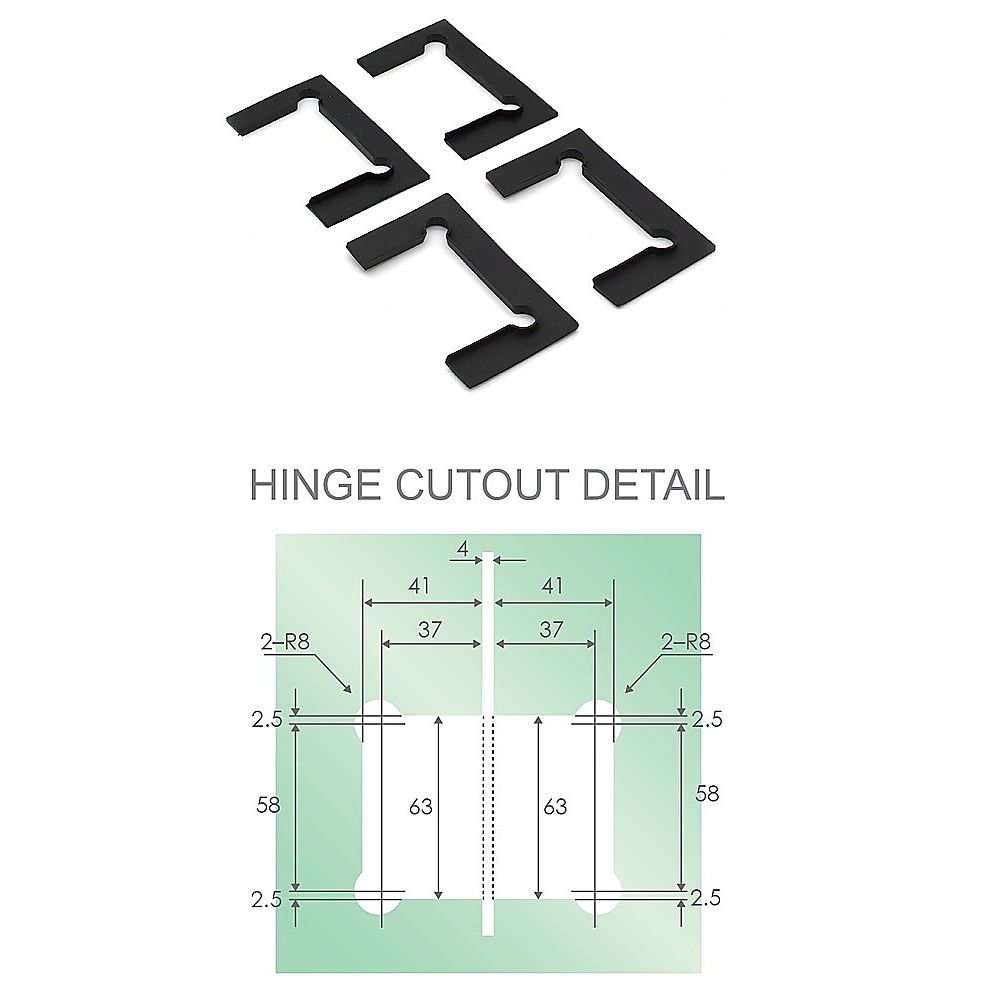 120cm Wall-to-Wall Frameless Shower Screen with Black Brackets, SS Hinges & U-Brackets