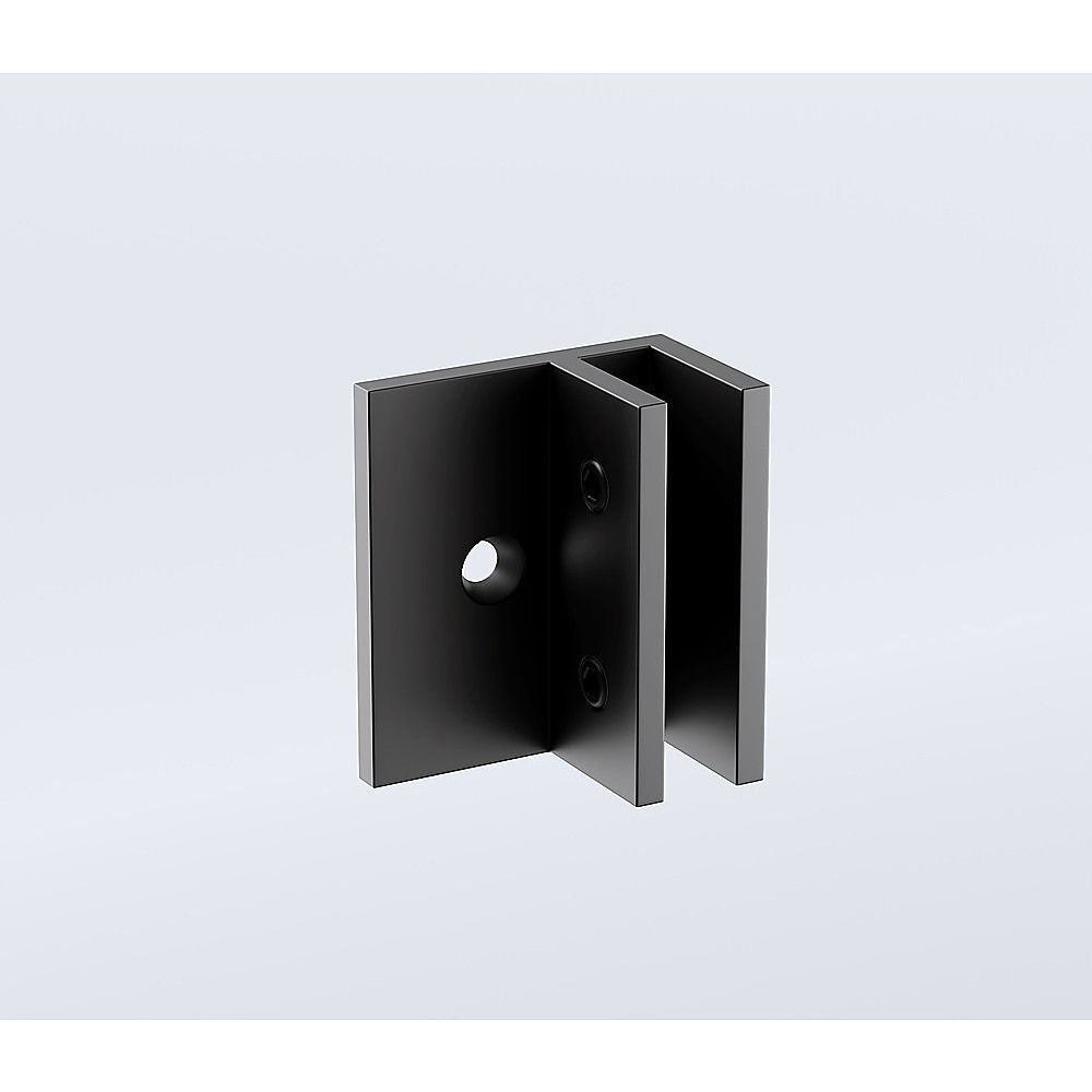 120cm Wall-to-Wall Frameless Shower Screen with Black Brackets, SS Hinges & F-Brackets