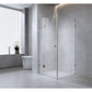 120x70cm Corner Frameless Shower Screen – White Wall & Floor U Brackets with SS Hinges for Contemporary Bathrooms