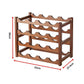 Bamboo Wine Rack Free Standing 15 Bottles with 6 Glasses Holder Storage in Brown