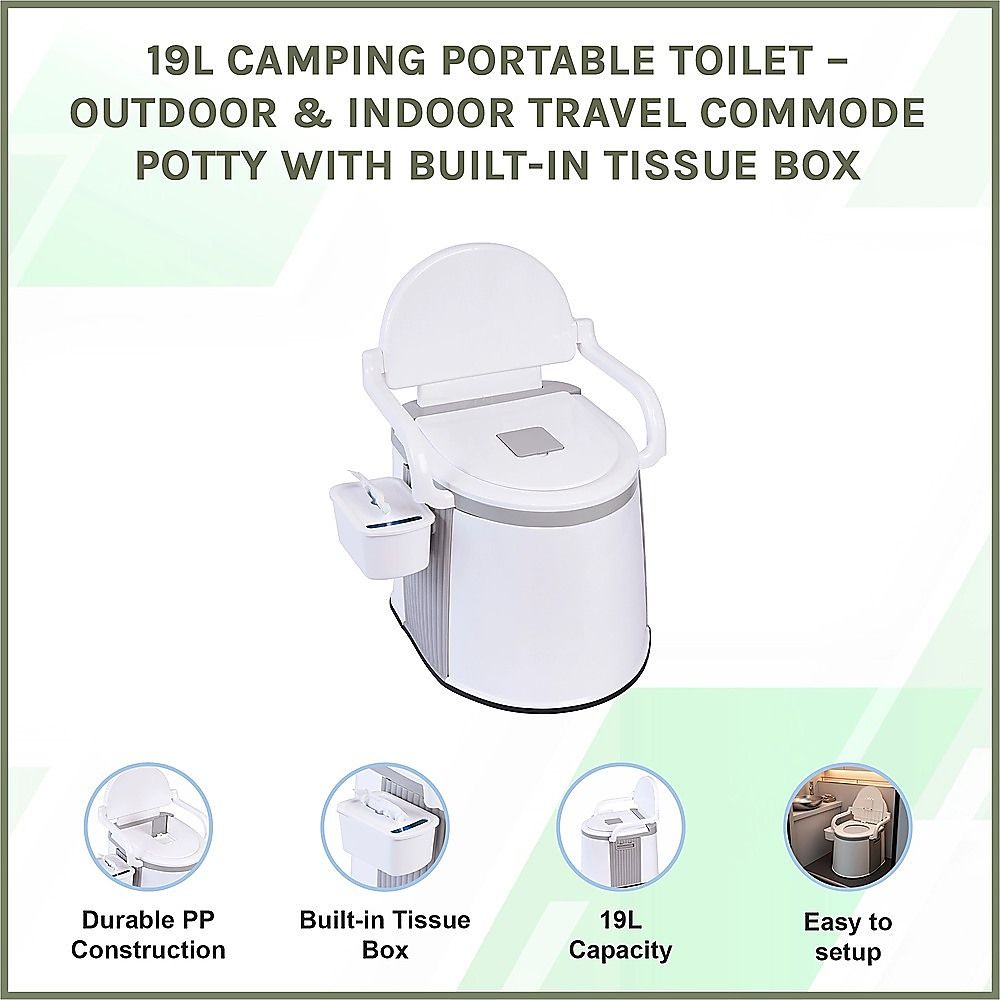 19L Camping Portable Toilet Travel Outdoor/Indoor Commode Potty