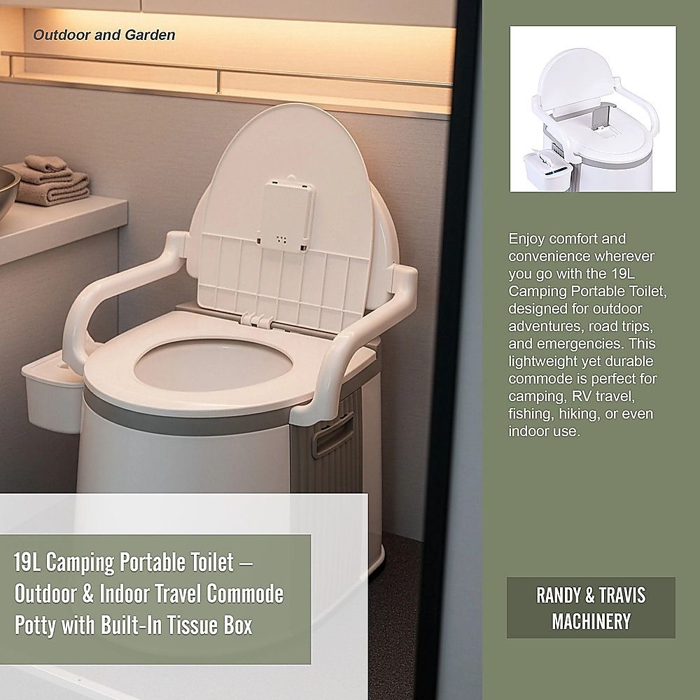 19L Camping Portable Toilet Travel Outdoor/Indoor Commode Potty