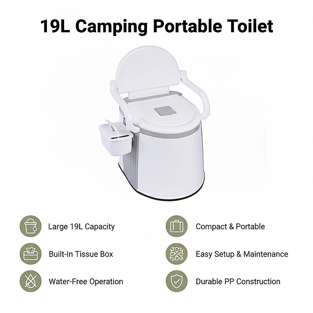 19L Camping Portable Toilet Travel Outdoor/Indoor Commode Potty
