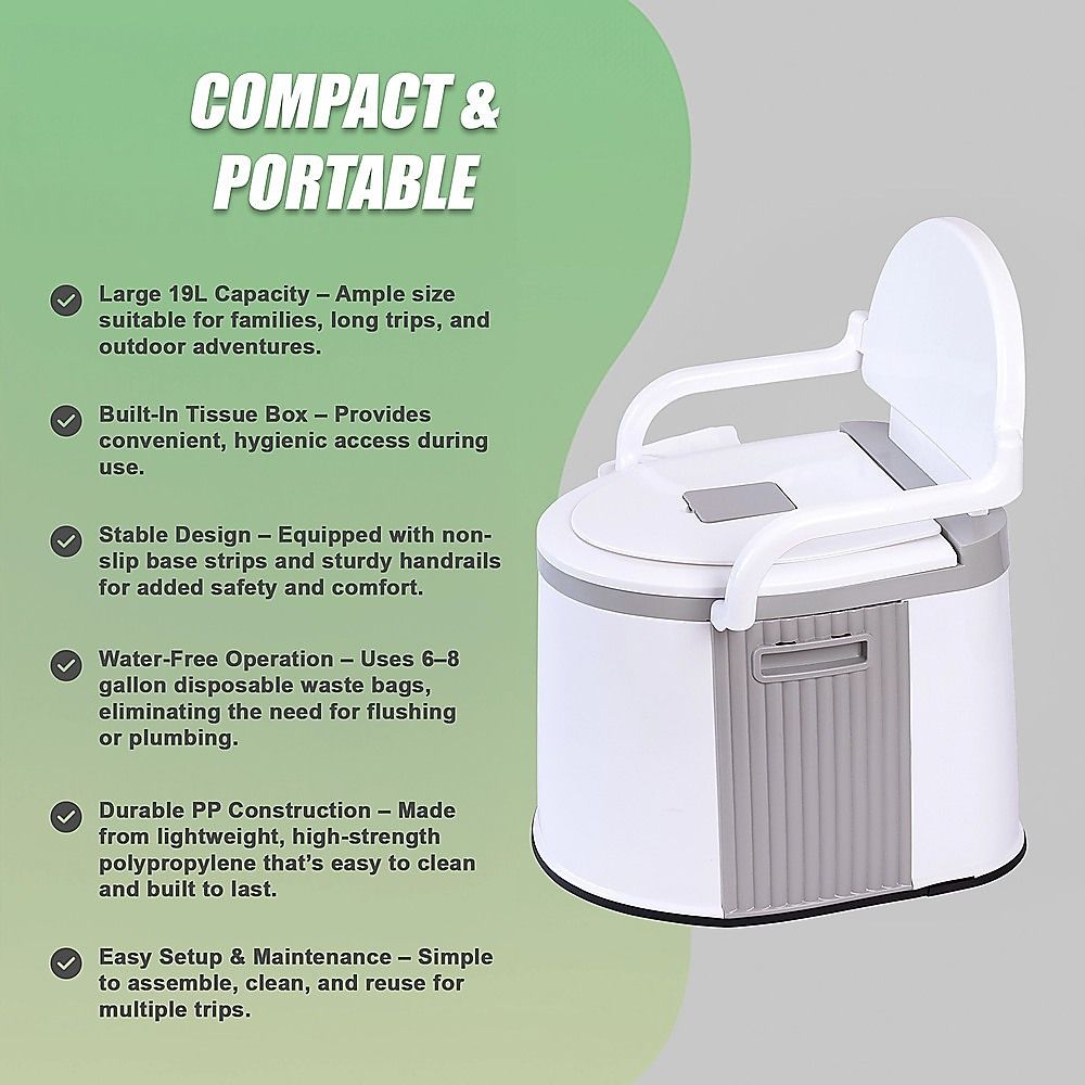19L Camping Portable Toilet Travel Outdoor/Indoor Commode Potty