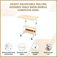 Height Adjustable Rolling Overbed Table – 60cm Mobile Computer & Study Desk on Wheels