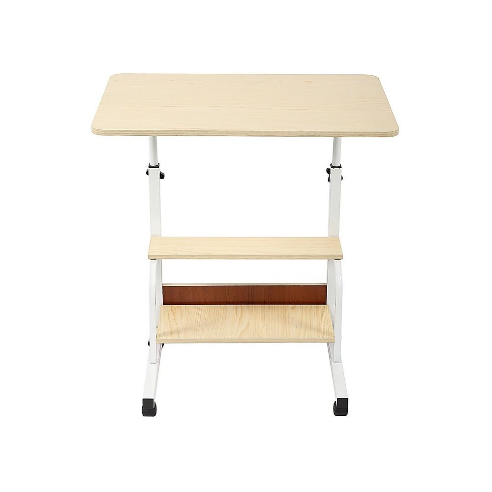 Height Adjustable Rolling Overbed Table – 60cm Mobile Computer & Study Desk on Wheels