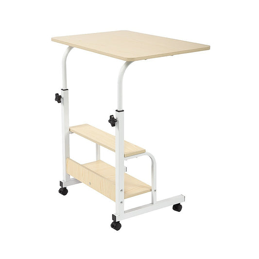 Height Adjustable Rolling Overbed Table – 60cm Mobile Computer & Study Desk on Wheels