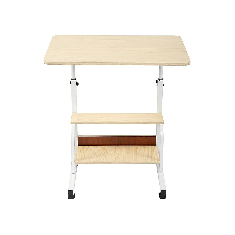 Height Adjustable Rolling Overbed Table – 60cm Mobile Computer & Study Desk on Wheels