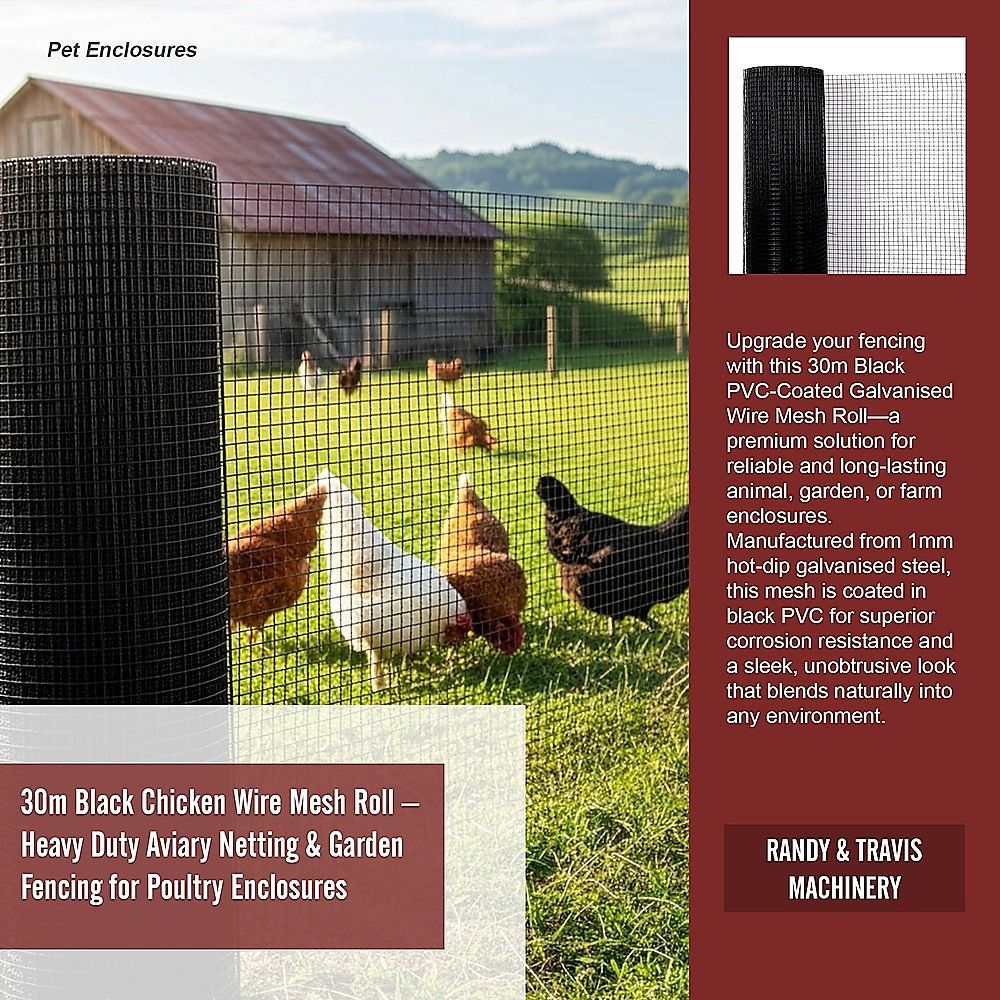 30m Black Chicken Wire Mesh Roll – Aviary & Garden Fencing