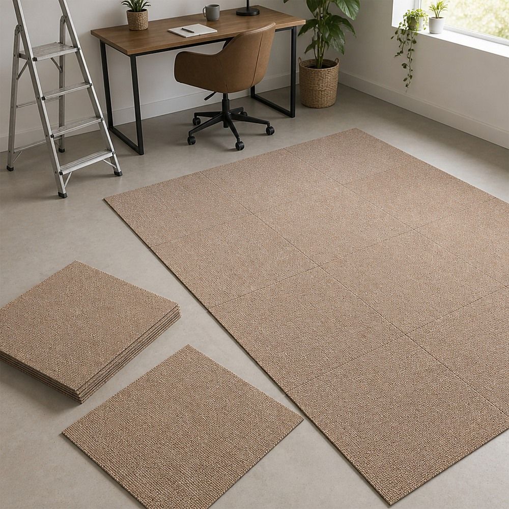Carpet Tiles – Pack of 20 Beige Squares Covering Up to 5m²
