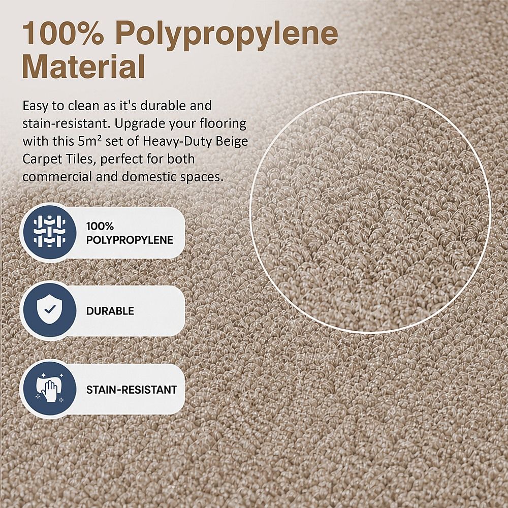 Carpet Tiles – Pack of 20 Beige Squares Covering Up to 5m²