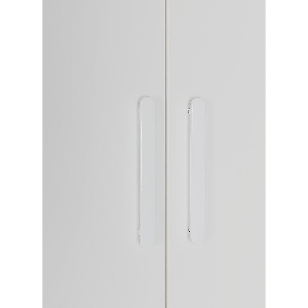 3 Door White Gloss Wardrobe – White Handles, Hanging Rail & Shelves