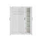 3 Door White Gloss Wardrobe – Black Handles, Hanging Rail & Shelves