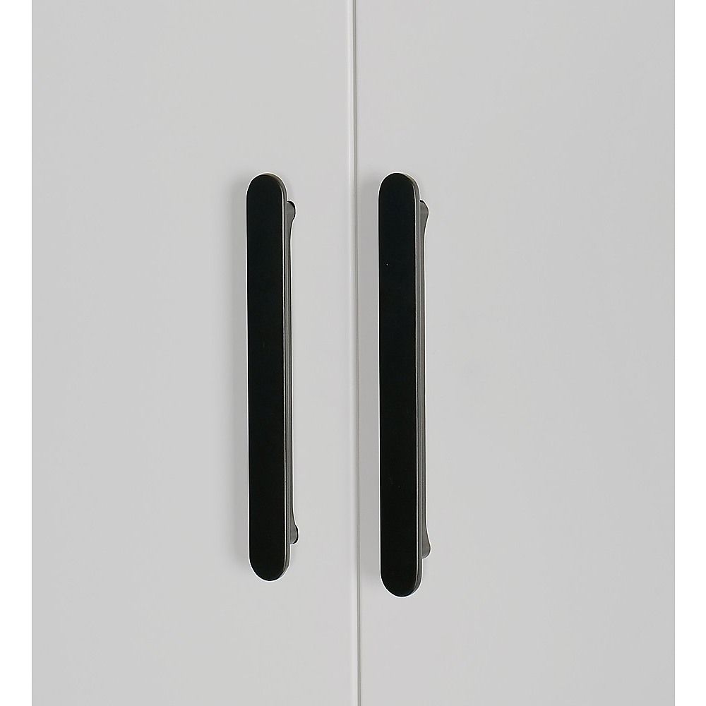 3 Door White Gloss Wardrobe – Black Handles, Hanging Rail & Shelves