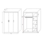 3 Door White Gloss Wardrobe – Black Handles, Hanging Rail & Shelves