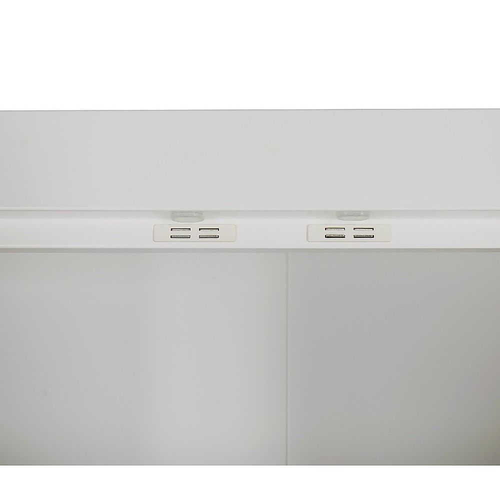 4 Door Wardrobe in White Gloss – Hanging Rail, Shelves & White Handles