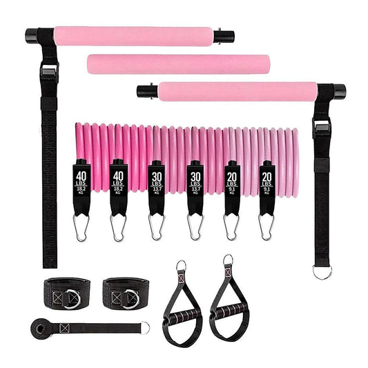 14pc Pilates Bar Kit with Resistance Bands & Belt – Multifunctional Fitness Pedal Puller for Home Workout
